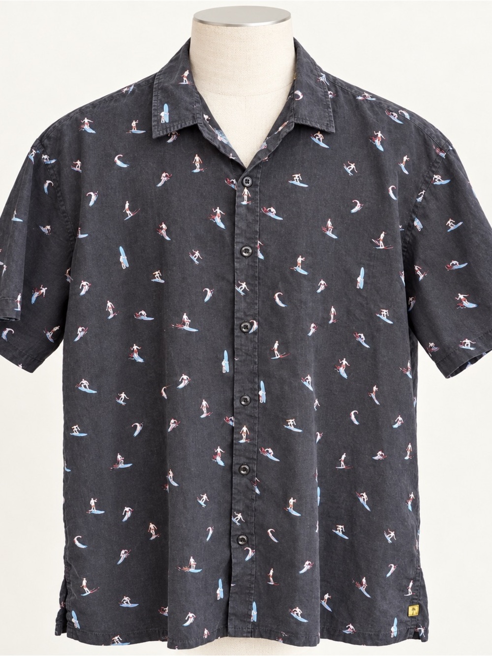 Kahala 1936 Surf Print Camp Shirt Men’s 2XL Linen Blend